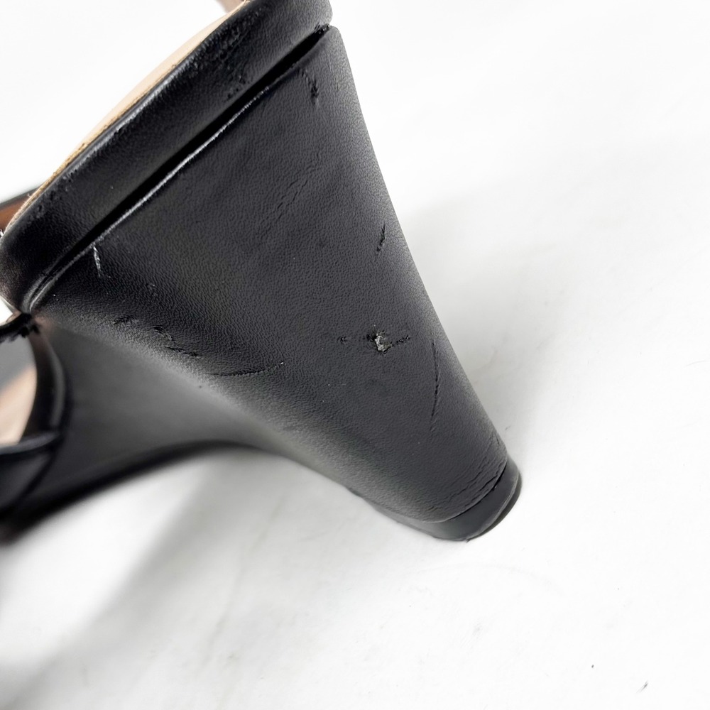 Cole Haan Leather Criss Cross Sandals Size 9.5 Ankle‎ Strap Wedge Black Classic - Picture 5 of 10